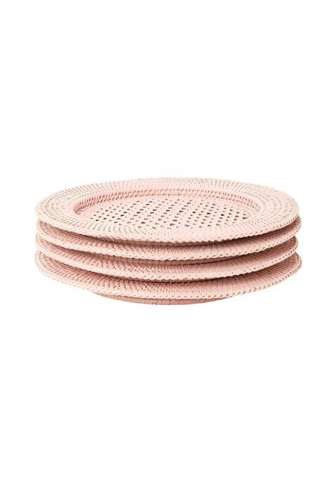 Harbour Island Round Rattan Charger Placemat Pink - Set of 4