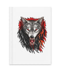 Red-Eyed Wolf matte hardcover journal with white cover and 150 lined pages