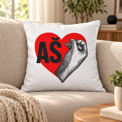 Aš Save Red Heart Cotton Cushion – 18×18 in