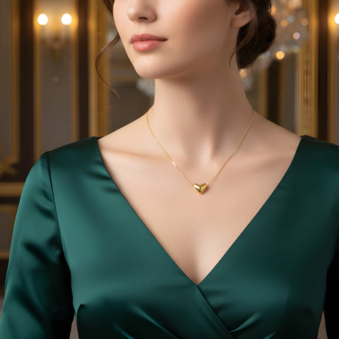 Collier Ameya Heart en argent sterling plaqué or 18 carats, bijou de luxe délicat