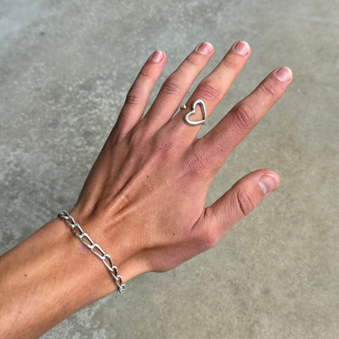 Open Heart Minimalist Silver Ring