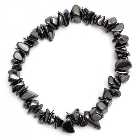 Hematite Chip Stone Bracelet – Grounding, Protection & Anxiety Relief Healing Crystal