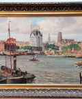 Henk Welthers (1885 - 1947) - Panoramic view of Rotterdam with the 'Witte Huis' and the old railway bridge