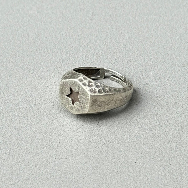 Signet Star Silver Ring