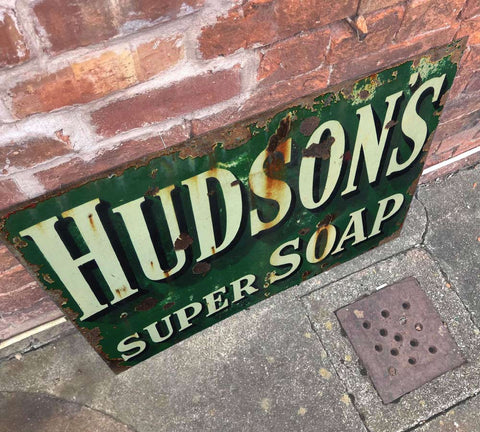 Vintage Green Hudsons Soap Metal Advertising Sign