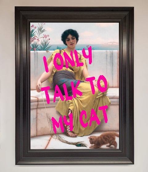 I Only Talk To My Cat Framed Wall Art