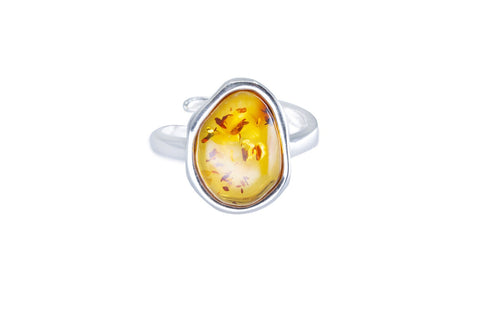 Bague réglable Solitaire en Ambre ÉLÉMENT