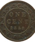 1859 One Cent Canada Coin Queen Victoria