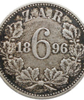 1896 Sixpence South Africa Coin Paul Kruger Silver ZAR Pretoria Mint