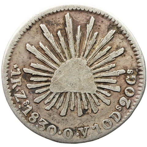 1830 Zs OV One Real Mexico Coin Silver Mint Zacatecas City