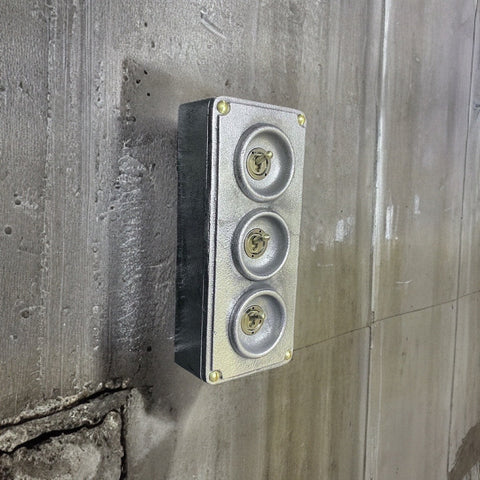 3 Gang 2 Way Solid Cast Metal Surface Mounting Light Switch Industrial 2 Way - BS EN Approved Vintage Crabtree Style