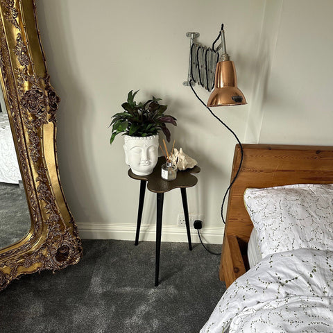 Bronze Brass Leaf Bedside Coffee Side Table