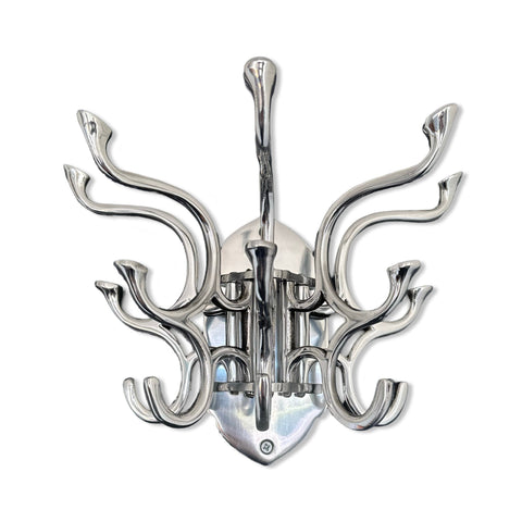 Metal Swivel Coat Rack - Polished Chrome Finish - Rustic - Handmade - Vintage Style | Art Deco