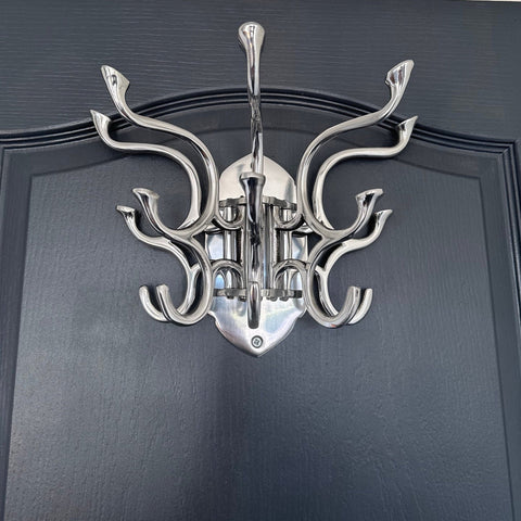 Metal Swivel Coat Rack - Polished Chrome Finish - Rustic - Handmade - Vintage Style | Art Deco
