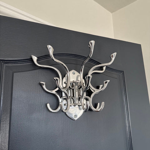 Metal Swivel Coat Rack - Polished Chrome Finish - Rustic - Handmade - Vintage Style | Art Deco