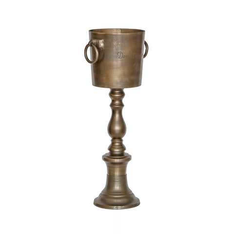 Dom Perignon Antique Brass ~ Solid Cast Engraved Champagne Floor Standing Ice Bucket | Wine Cooler