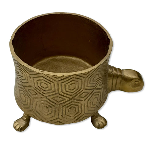 Maxlume - Turtoise Solid Cast Brass Metal Planter Pot for Succulents & Plants | Safari Planter | Animal Pot | Unique Planter |