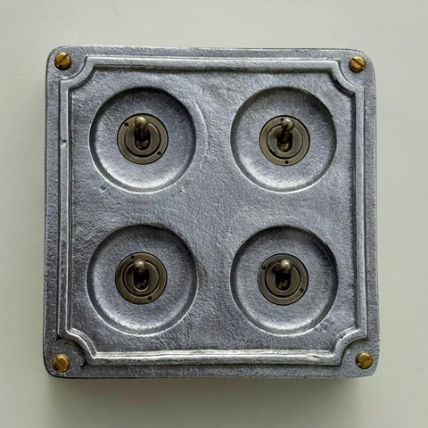 4 Gang 2 Way Solid Cast Metal Conduit Light Toggle Switch | Industrial Surface Mounted