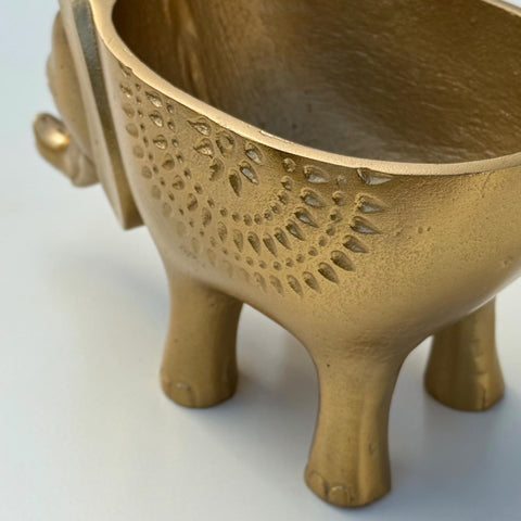 Elephant Planter Solid Cast Brass Metal Plant Pot for Succulents & Plants