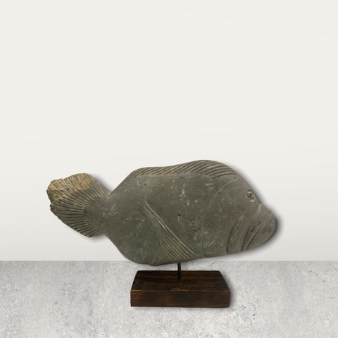 Sculpture de poisson en pierre - Zimbabwe (35.2)