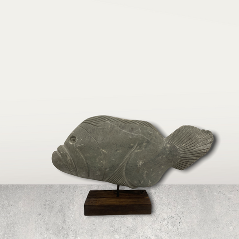 Stone Fish Sculpture - Zimbabwe (35.2)
