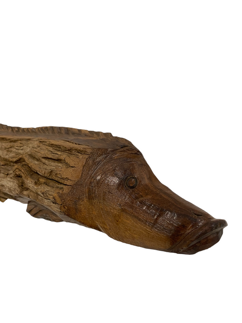 Handgeschnitzter Fisch aus Treibholz - (1302)