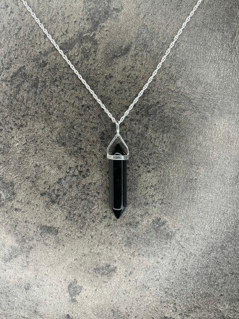 Protection pendant - Black obsidian (sterling silver)