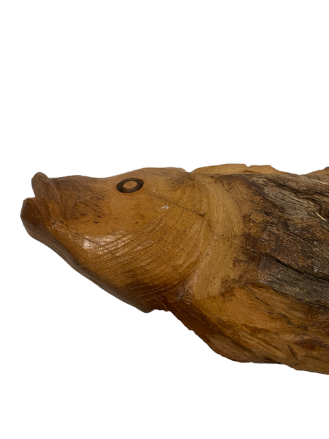 Poisson sculpté à la main en bois flotté - S (1102)