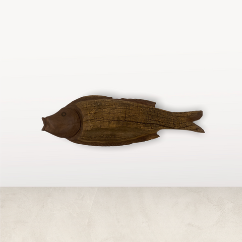 Handgeschnitzter Fisch aus Treibholz - (L10.7)