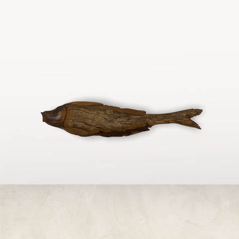 Handgeschnitzter Fisch aus Treibholz - (L11.7)