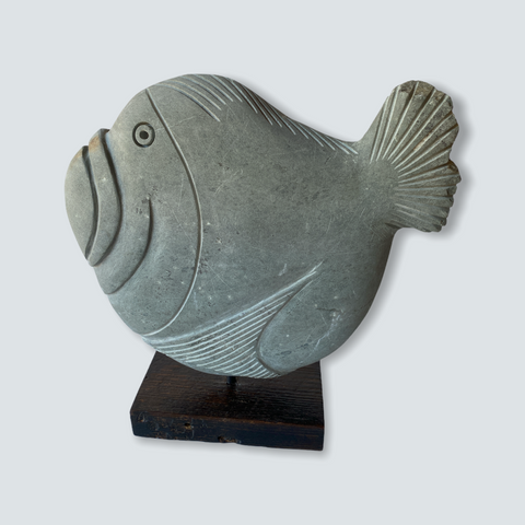 Stone Fish Sculpture - Zimbabwe (01) L