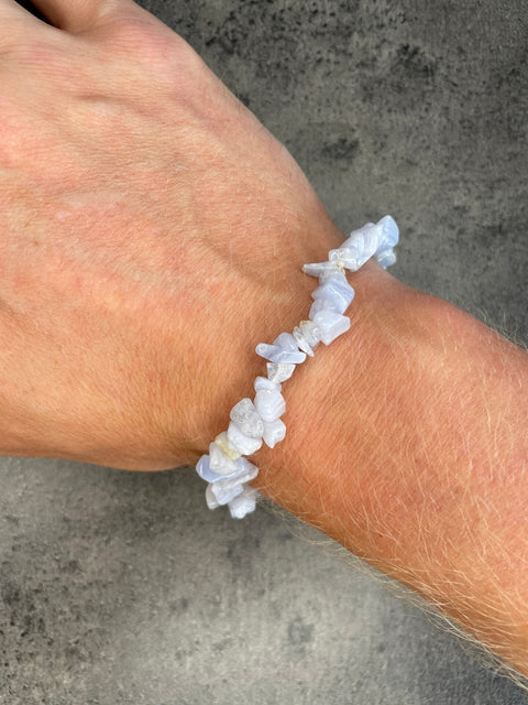 Blauer Spitzenachat - Kristallsplitterarmband