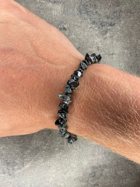 Schneeflockenobsidian - Splitterarmband