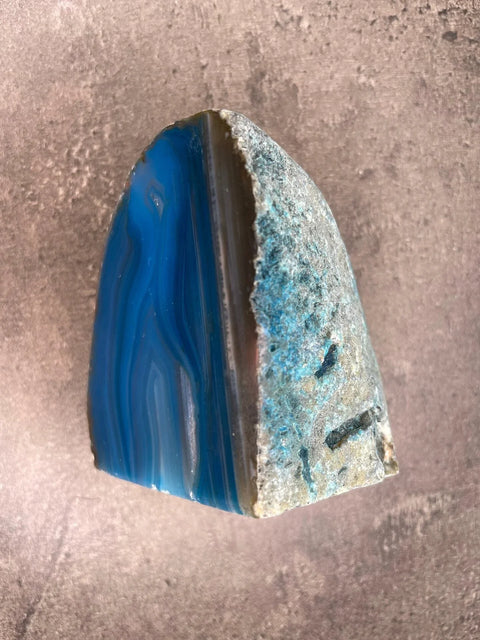 Blauer Achat – roh, polierte Platte