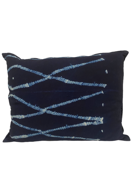 Indigo/Baule Stoffkissen - (115)