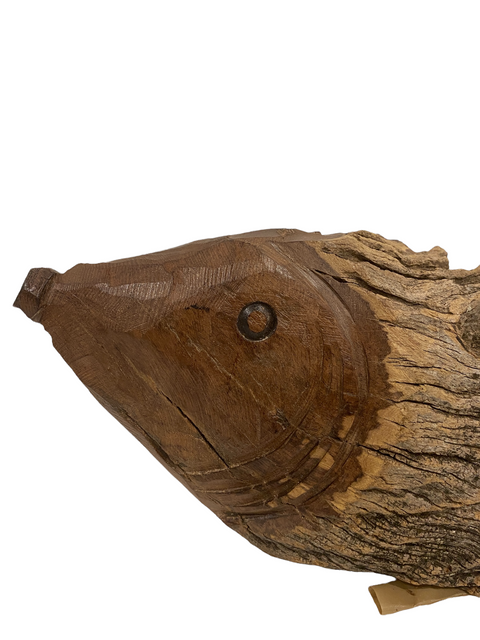 Poisson sculpté à la main dans du bois flotté - (1307)