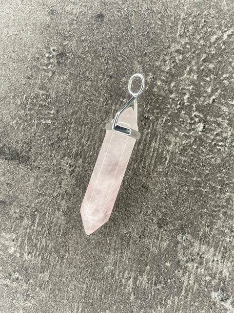 Liebesanhänger - Rosenquarz (Sterlingsilber)