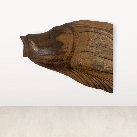 Poisson sculpté à la main dans du bois flotté - (L10.7)