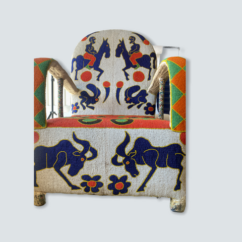 Chaise royale ornée de perles du peuple Yoruba