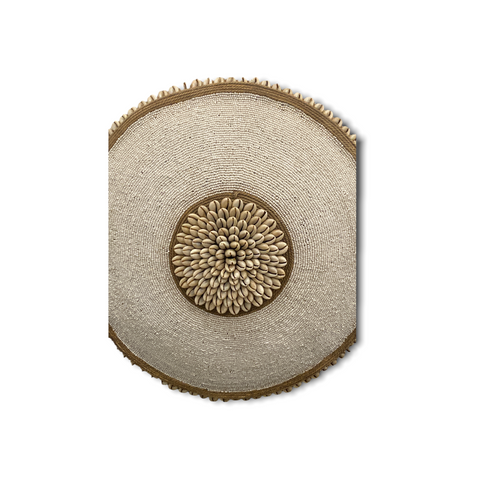 Kamerun-Schild, rund, weiß mit Muscheln