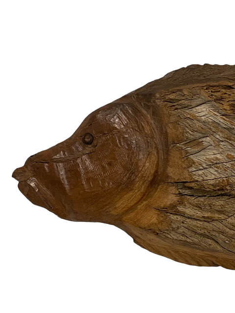 Poisson sculpté à la main dans du bois flotté - (13.9) Grand modèle