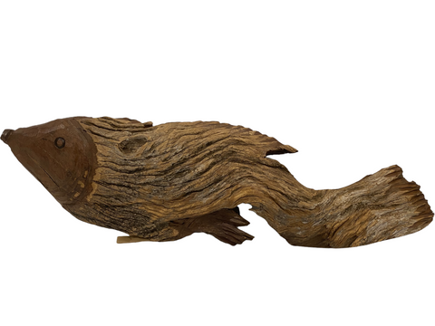 Handgeschnitzter Fisch aus Treibholz - (1307)