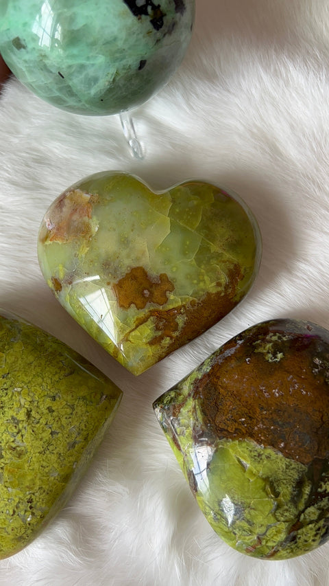 Green opal hearts