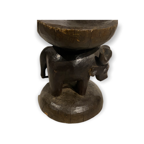 Tabouret Tonga - Vieux bison sculpté à la main (02)