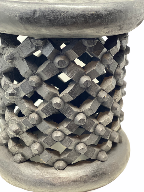 Bamileke Hocker - Schwarz - 35 cm Durchmesser
