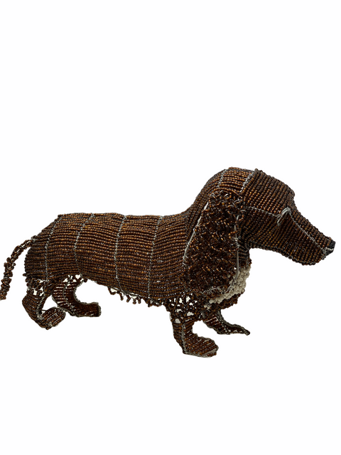 Sculpture de chien en perles faites à la main - Teckel