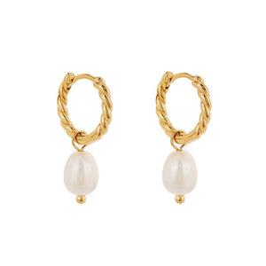 Gold Rope and Pearl Hoops