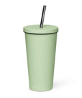 Techniškai Visada Pilna insulated straw tumbler in Mint, 20 oz, original Lithuanian water-and-air science graphic – view 7