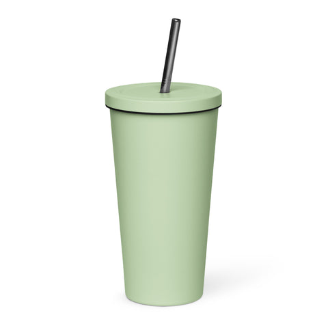 Techniškai Visada Pilna insulated straw tumbler in Mint, 20 oz, original Lithuanian water-and-air science graphic – view 7