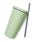 Techniškai Visada Pilna insulated straw tumbler in Mint, 20 oz, original Lithuanian water-and-air science graphic – view 23